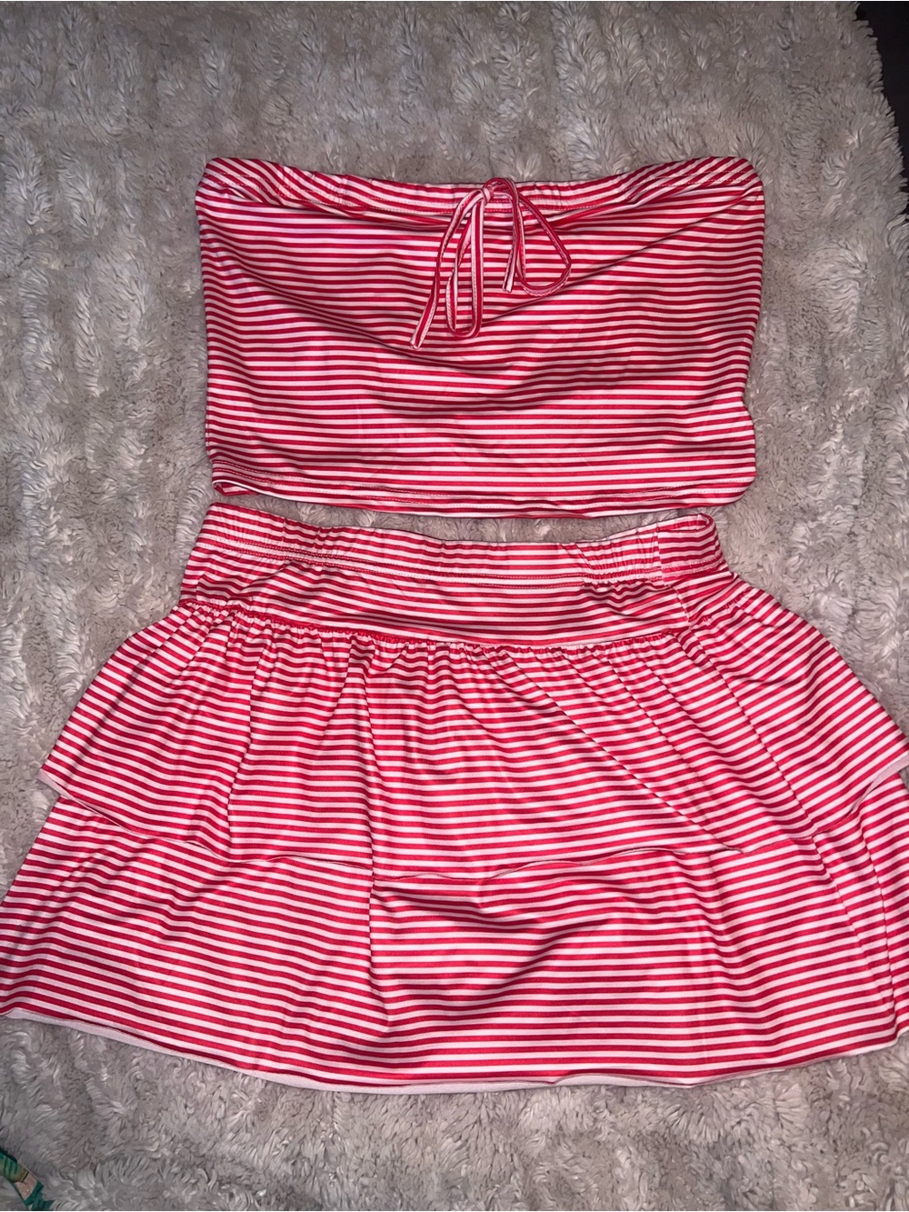 Striped Red and White Women’s Two-Piece set